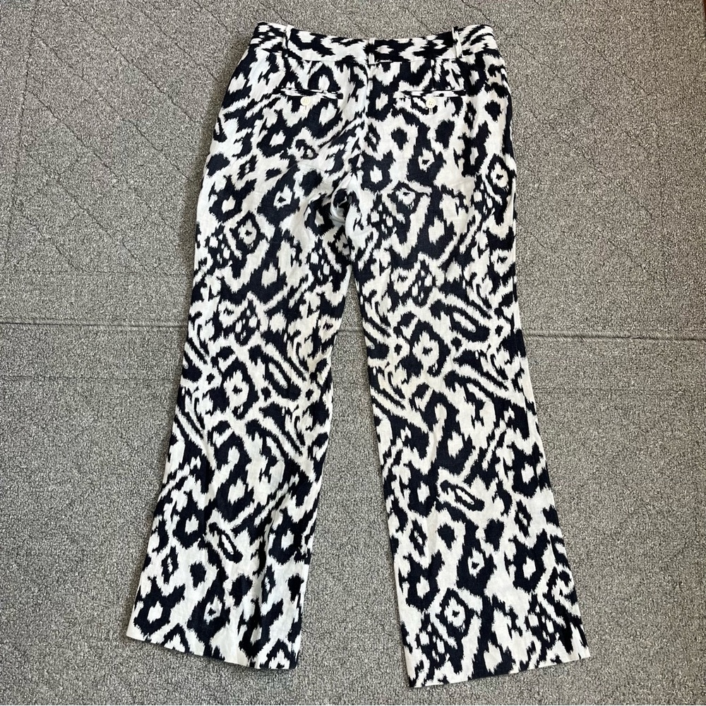 LOFT Marisa 100% Linen Ikat Print Wide Leg Pants Womens Size 4 Petite - Picture 11 of 11